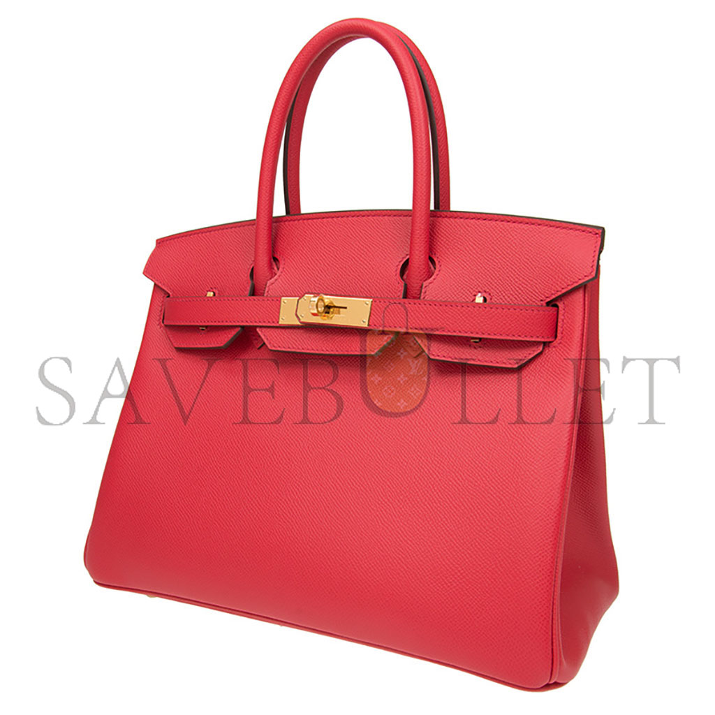 HERMES BIRKIN 30 EPSOM LEATHER EXTREME PINK GOLD BUCKLE HANDBAG H028369CC16 (30*23*15cm)